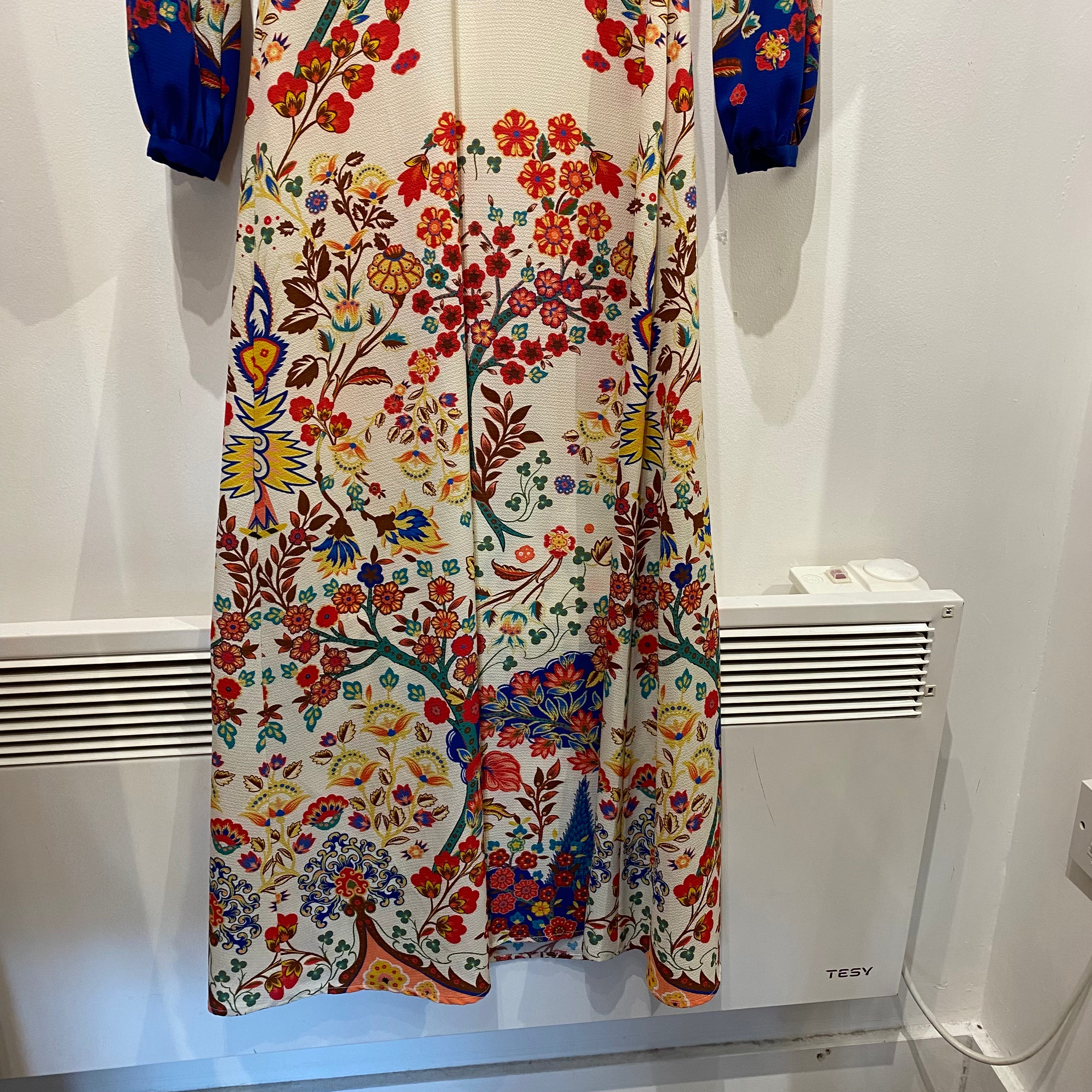 Etro Cream & Brights Floral Crepe Maxi Dress XXS