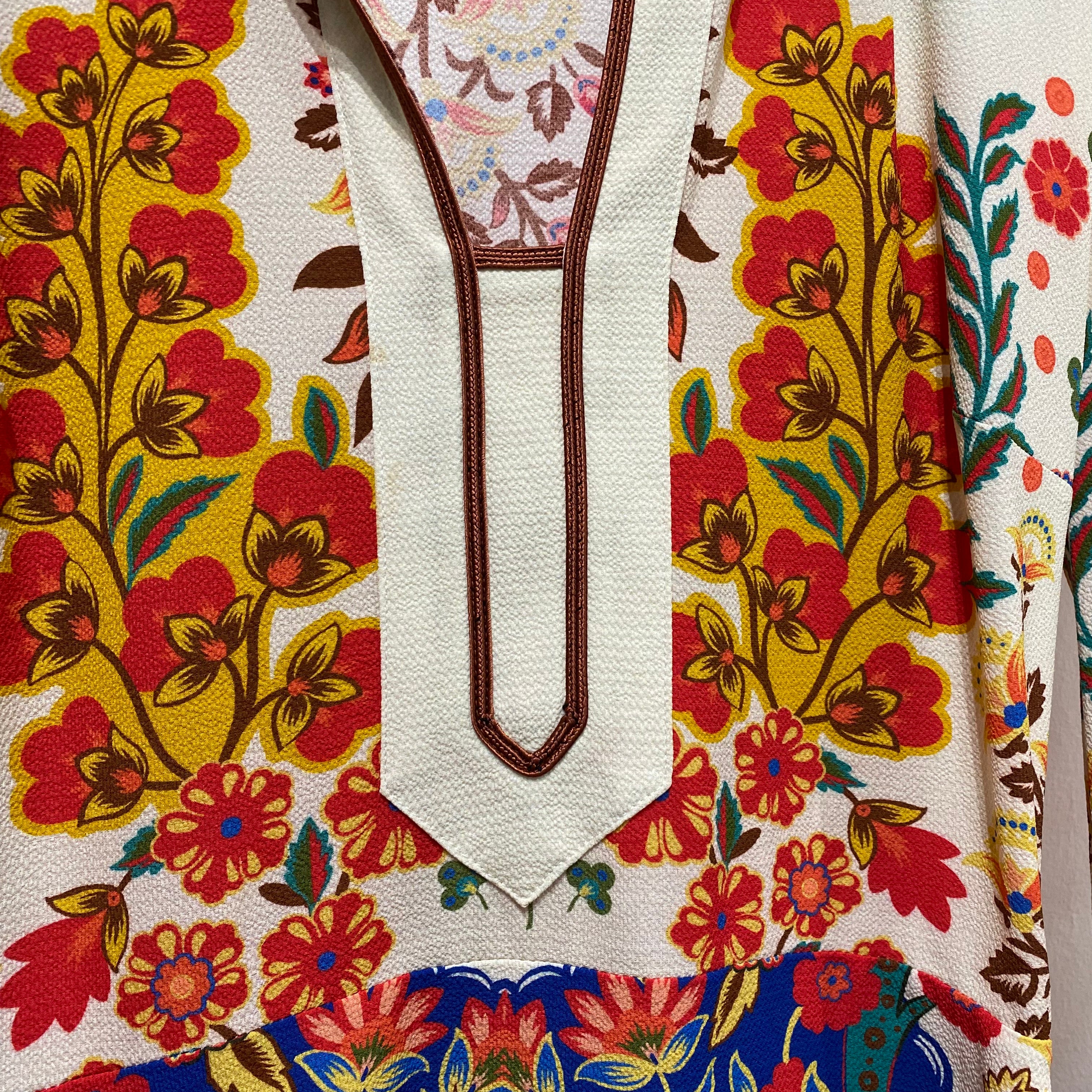 Etro Cream & Brights Floral Crepe Maxi Dress XXS