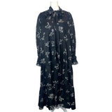 Me&Em Black & White Floral Silk & Cotton Maxi Dress S