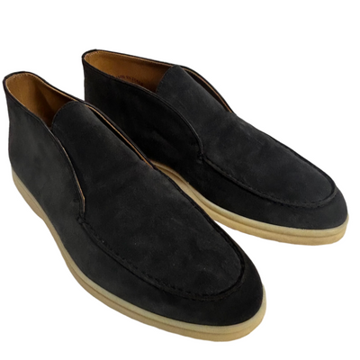 Loro Piana Charcoal Suede Summer Walk Loafers 39