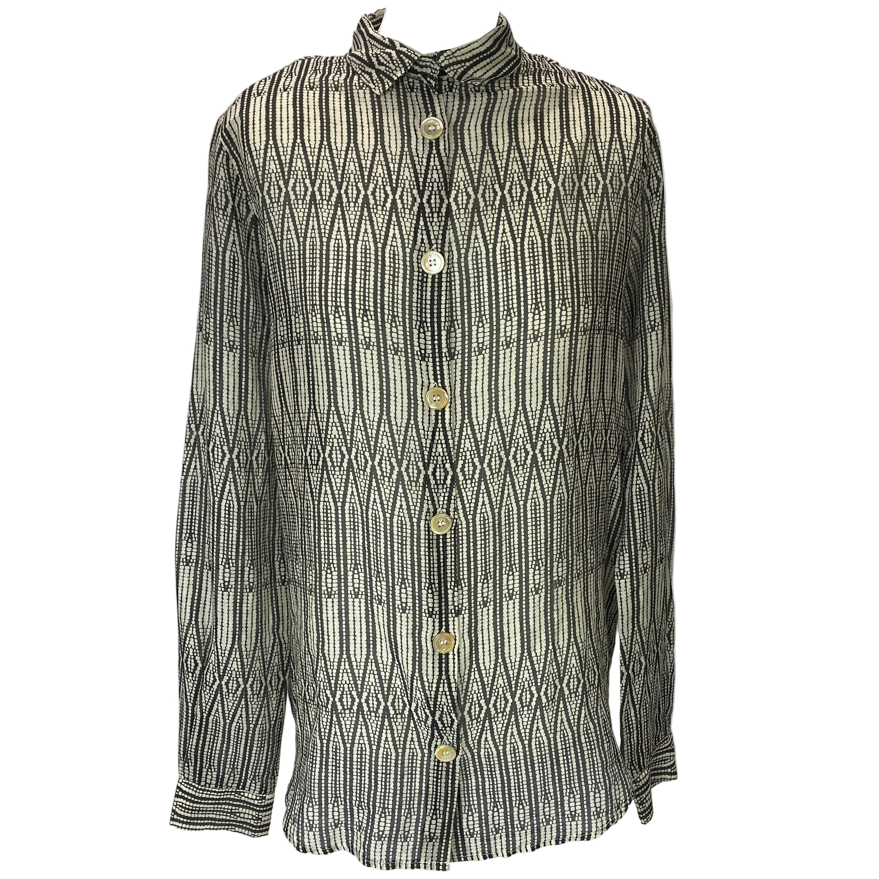 Forte Forte New £191 Black & Ivory Print Silk & Cotton Shirt S