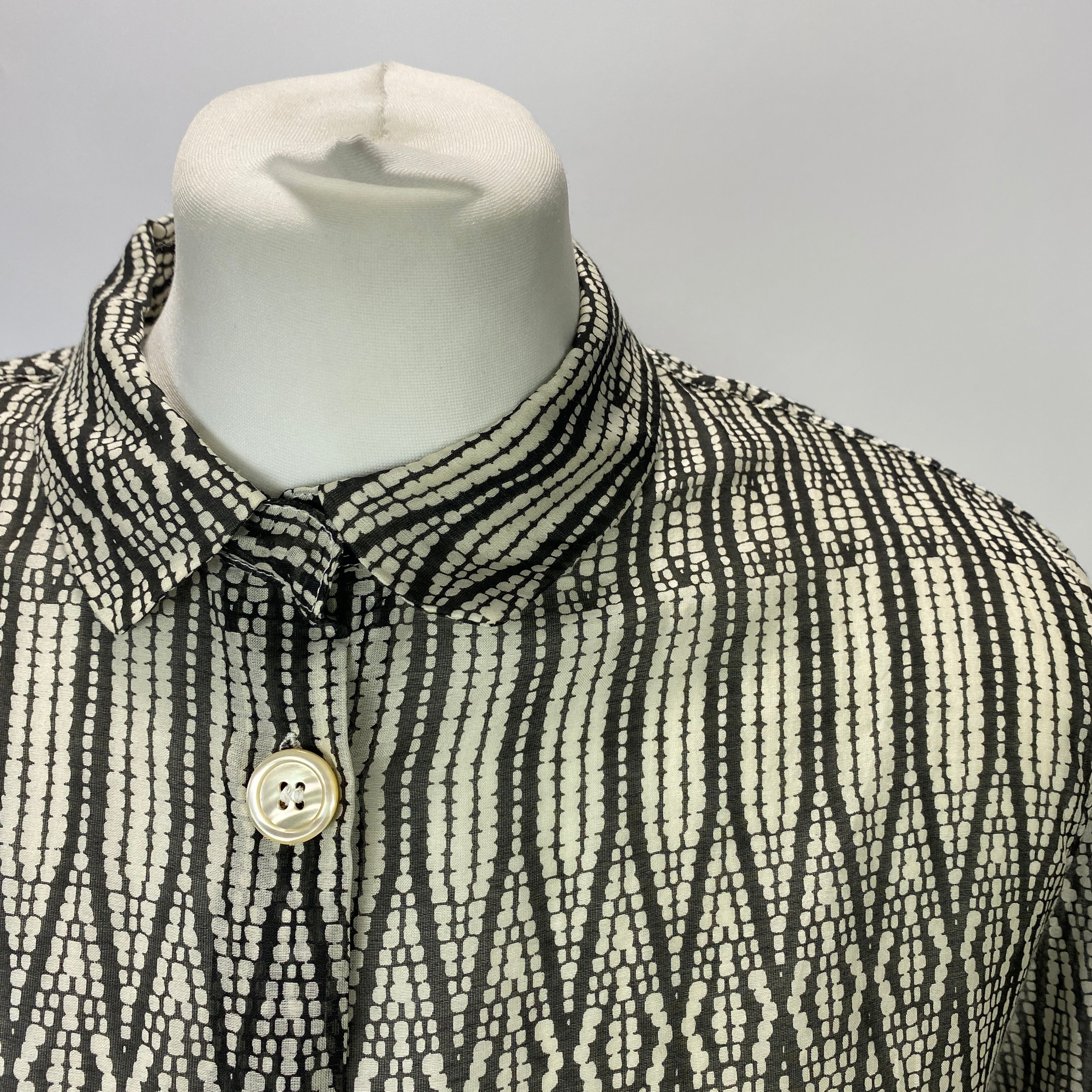 Forte Forte New £191 Black & Ivory Print Silk & Cotton Shirt S
