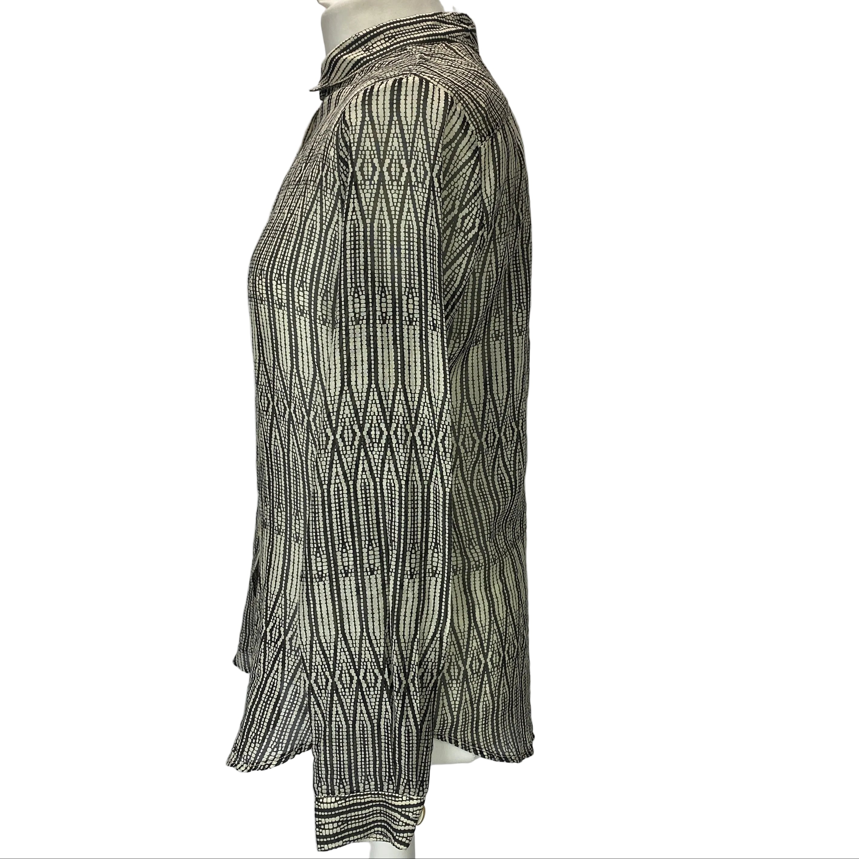 Forte Forte New £191 Black & Ivory Print Silk & Cotton Shirt S