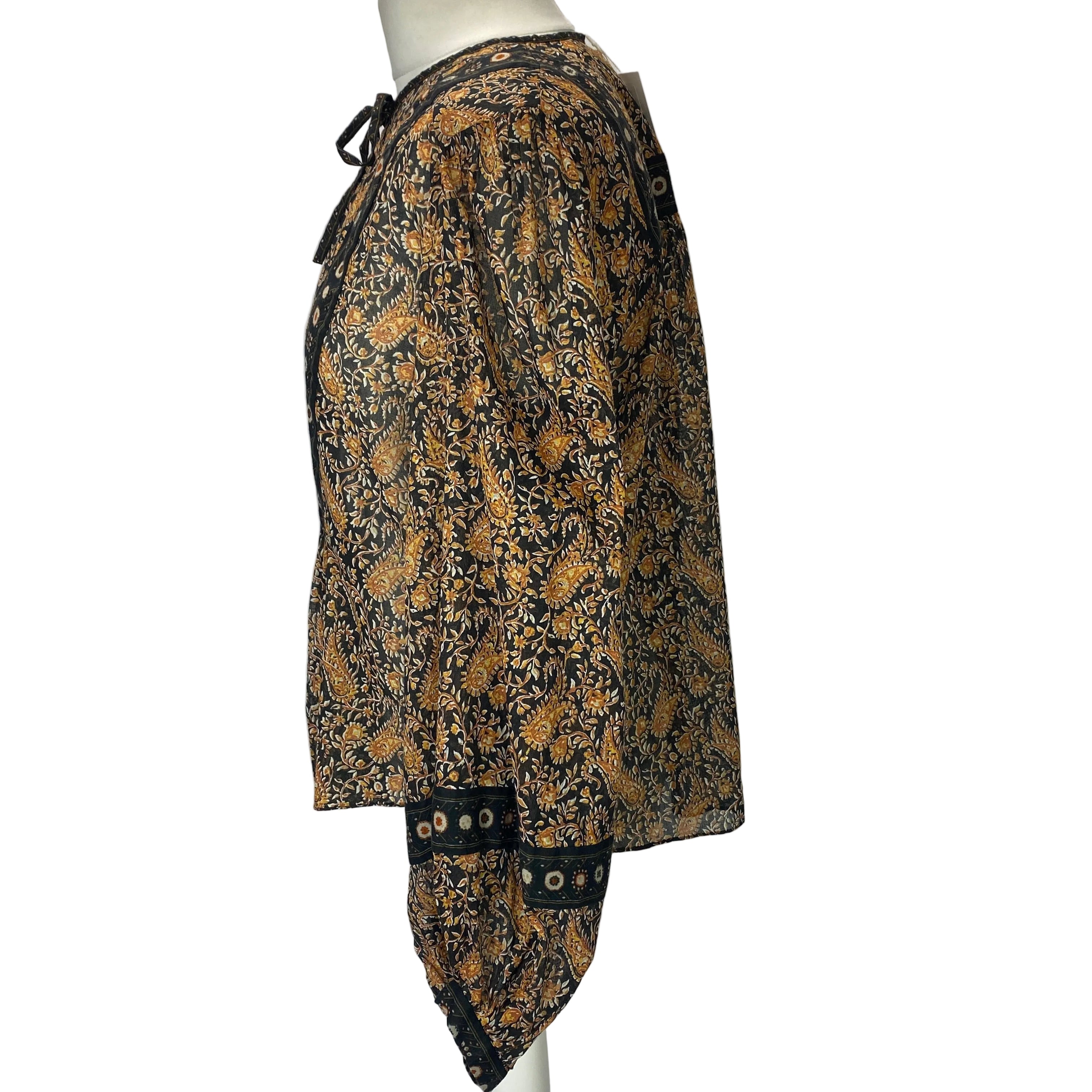 Isabel Marant Etoile New £295 Black Paisley Gayle Top XS