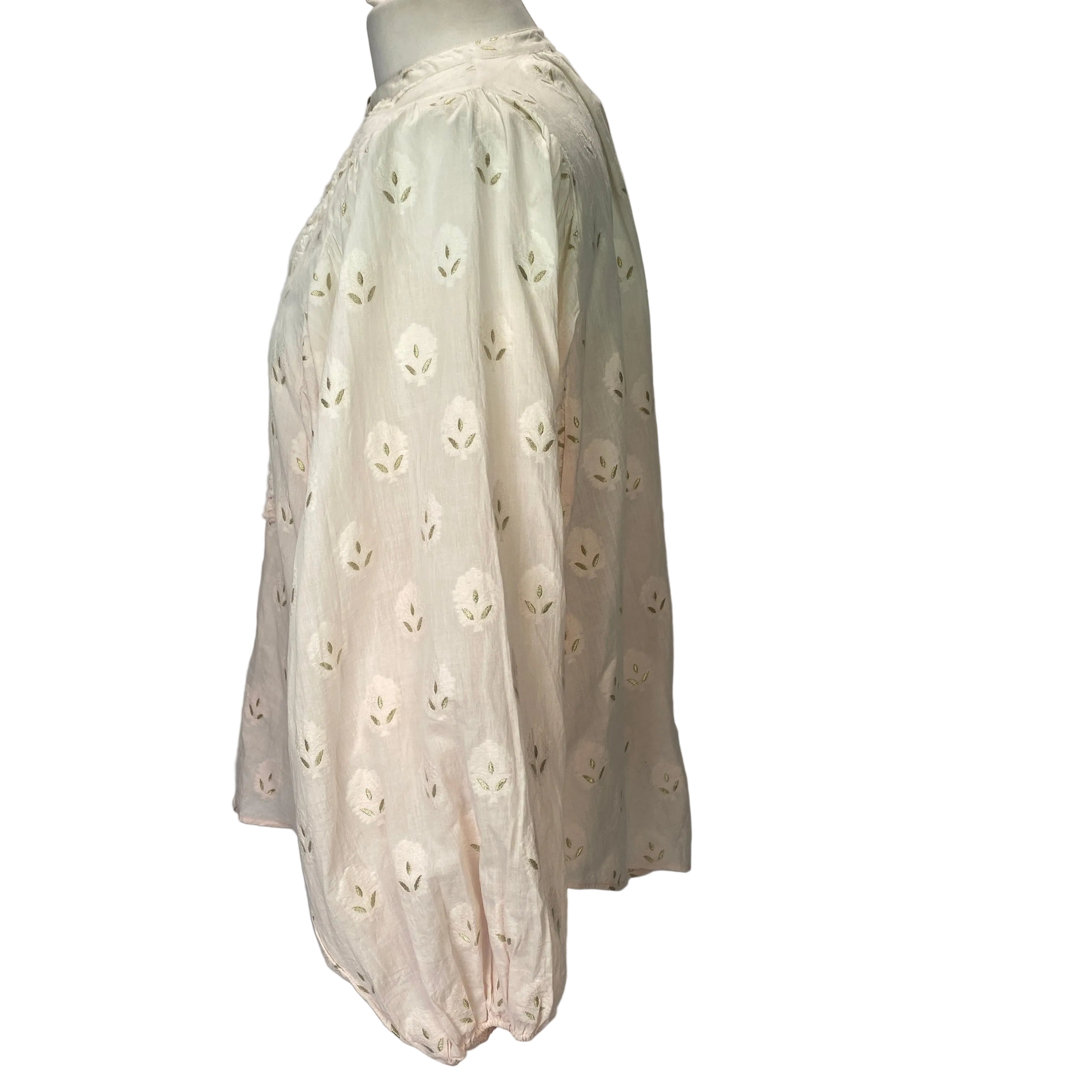 Boteh New Cream & Pink Ombre Embroidered Blouse M