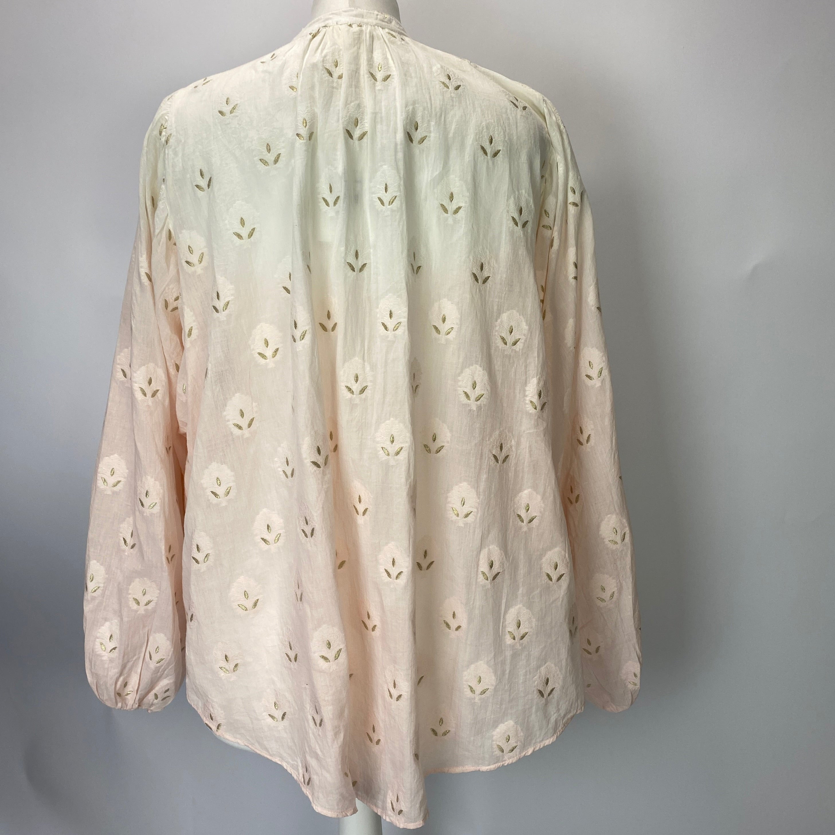 Boteh New Cream & Pink Ombre Embroidered Blouse M