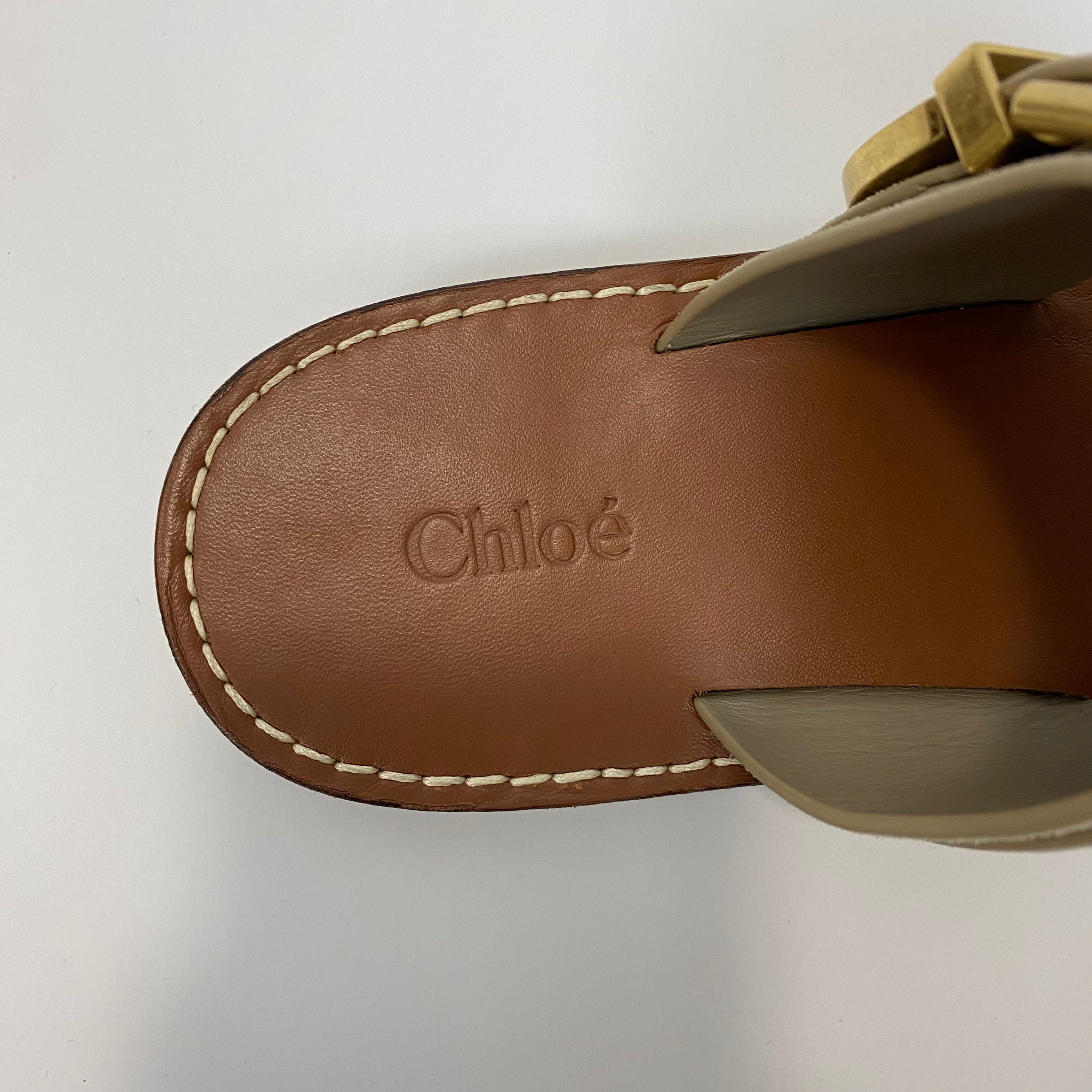 Chloe £520 Greige Suede Flat Rebecca Sandals 35