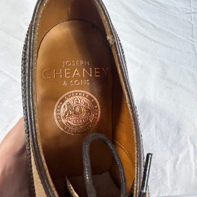 Cheaney £395 Brown & Natural Punched Leather Grace Brogues 38.5