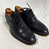 Cheaney £395 Navy Punched Leather Maisie Brogues 38.5