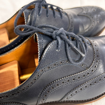 Cheaney £395 Navy Punched Leather Maisie Brogues 38.5