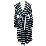 Connolly Navy & White Stripe Thick Cashmere Knit Belted Coat S/M/L/XL