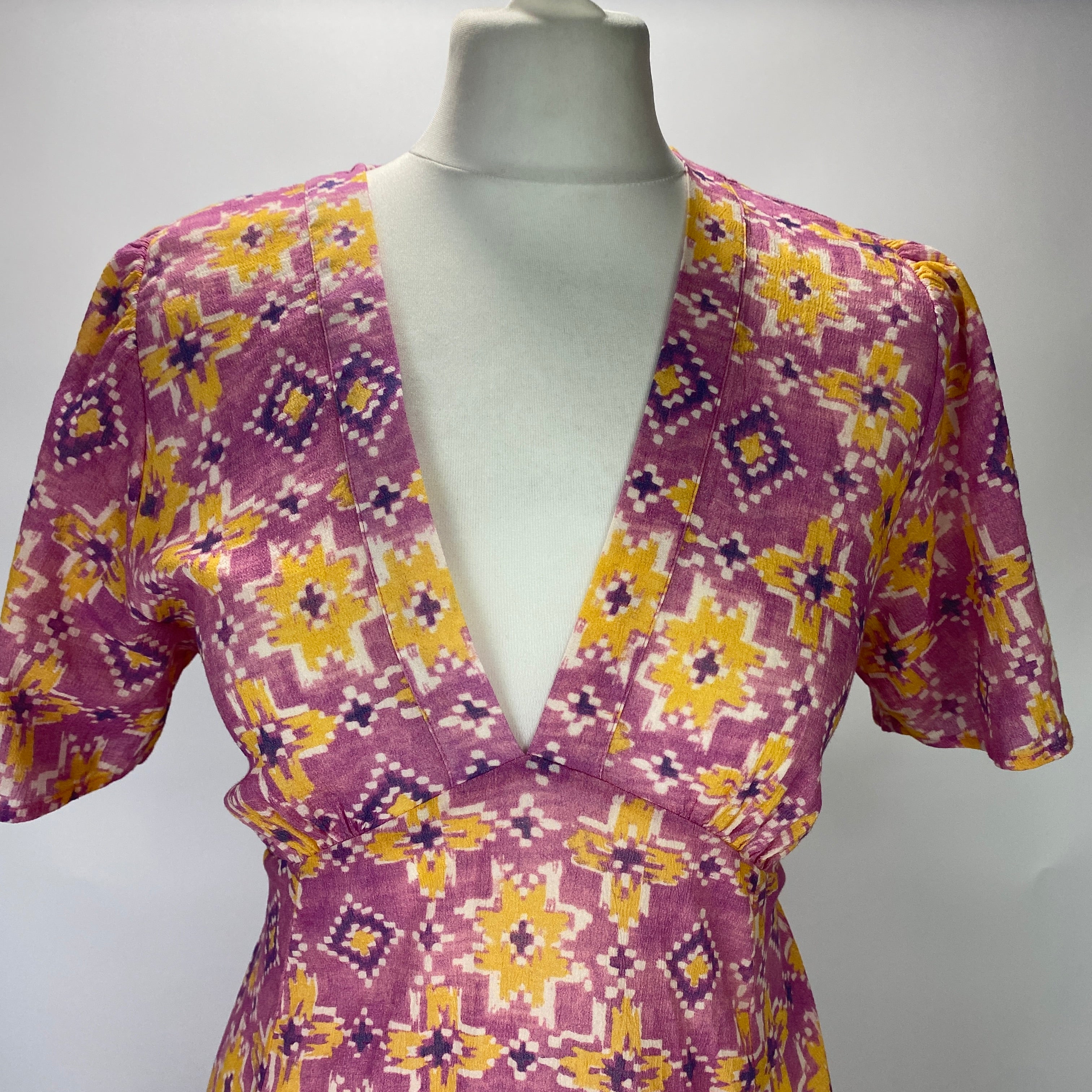 Xirena New £372 Orchid Ikat Belted Maxi Dress M