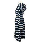 Connolly Navy & White Stripe Thick Cashmere Knit Belted Coat S/M/L/XL