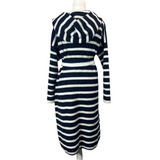 Connolly Navy & White Stripe Thick Cashmere Knit Belted Coat S/M/L/XL