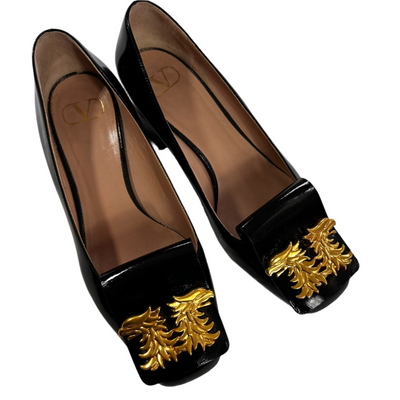 Valentino £725 Black Maison Gryphons Pumps 40