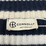 Connolly Navy & White Stripe Thick Cashmere Knit Belted Coat S/M/L/XL