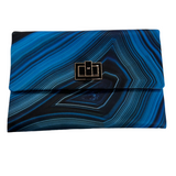 Anya Hindmarch Brand New Blue Agate Print Silk Clutch