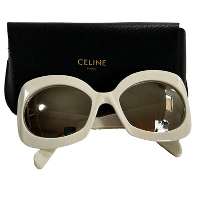 Celine £350 White Resin Mirror Lens CL400971 Sunglasses