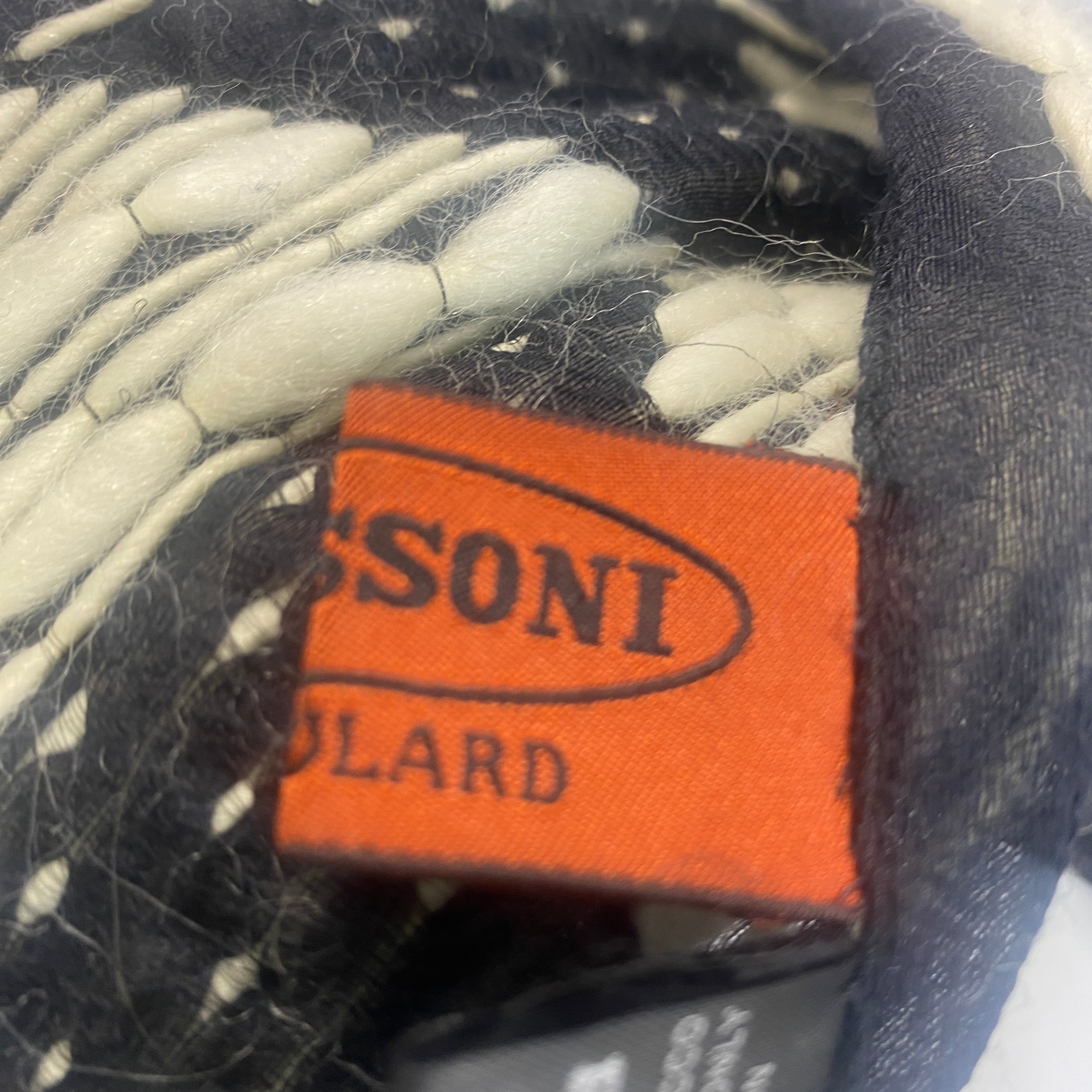 Missoni Black & Ecru Chevron Woven Wool & Silk Scarf