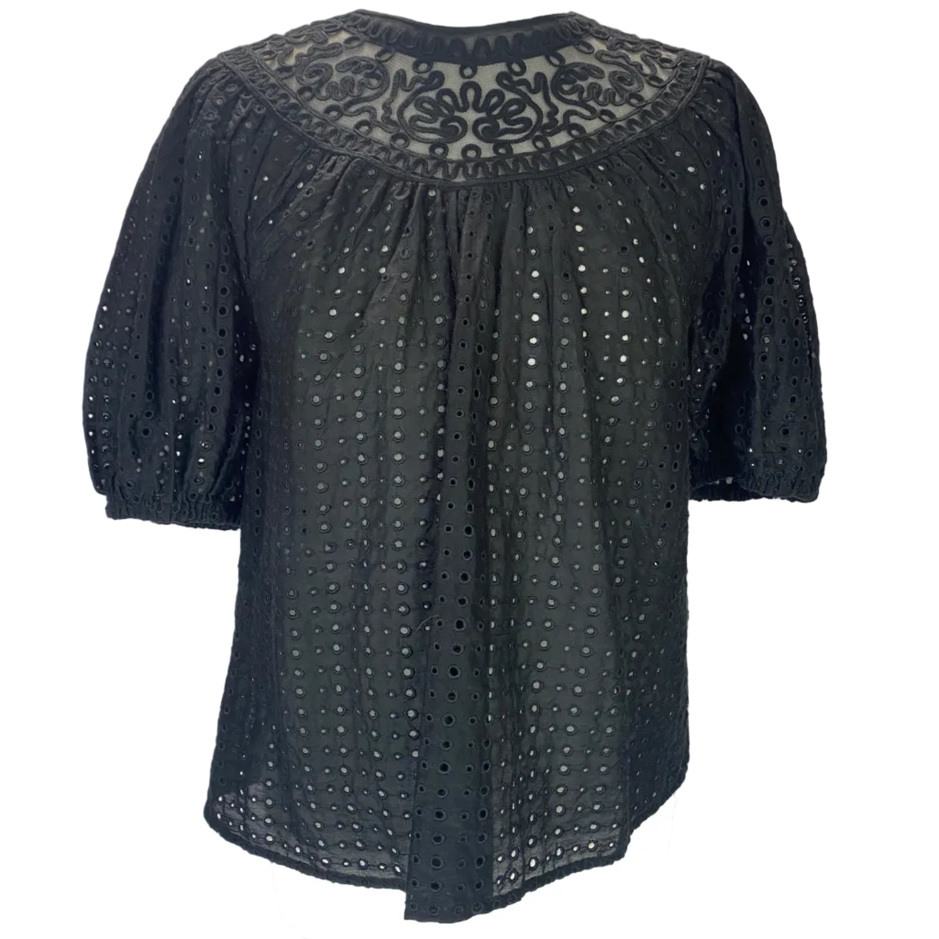 Ulla Johnson New Cotton & Silk Eyelet Embroidered Top M