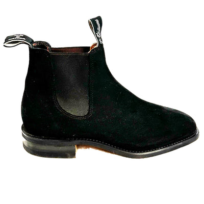 RM Williams £399 Black Suede Yearling Chelsea Boots 39