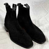 RM Williams £399 Black Suede Yearling Chelsea Boots 39