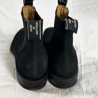 RM Williams £399 Black Suede Yearling Chelsea Boots 39