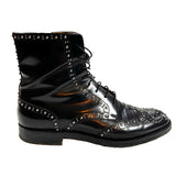 Church's £1000 Studded Black Leather Cora Met Brogue Ankle Boots 40