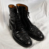 Church's £1000 Studded Black Leather Cora Met Brogue Ankle Boots 40