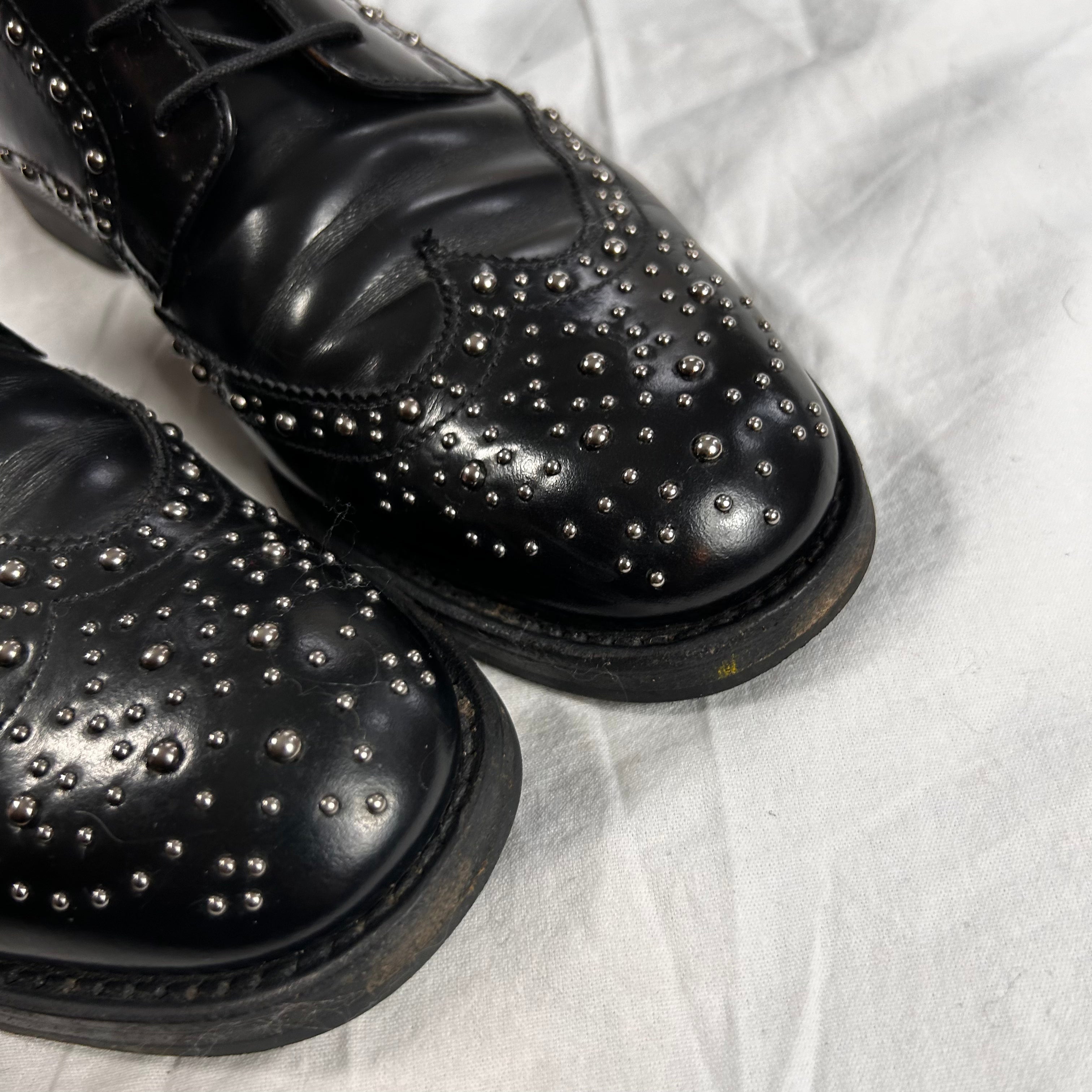 Church's £1000 Studded Black Cora Met Ankle Boots 40