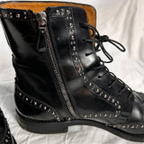 Church's £1000 Studded Black Leather Cora Met Brogue Ankle Boots 40