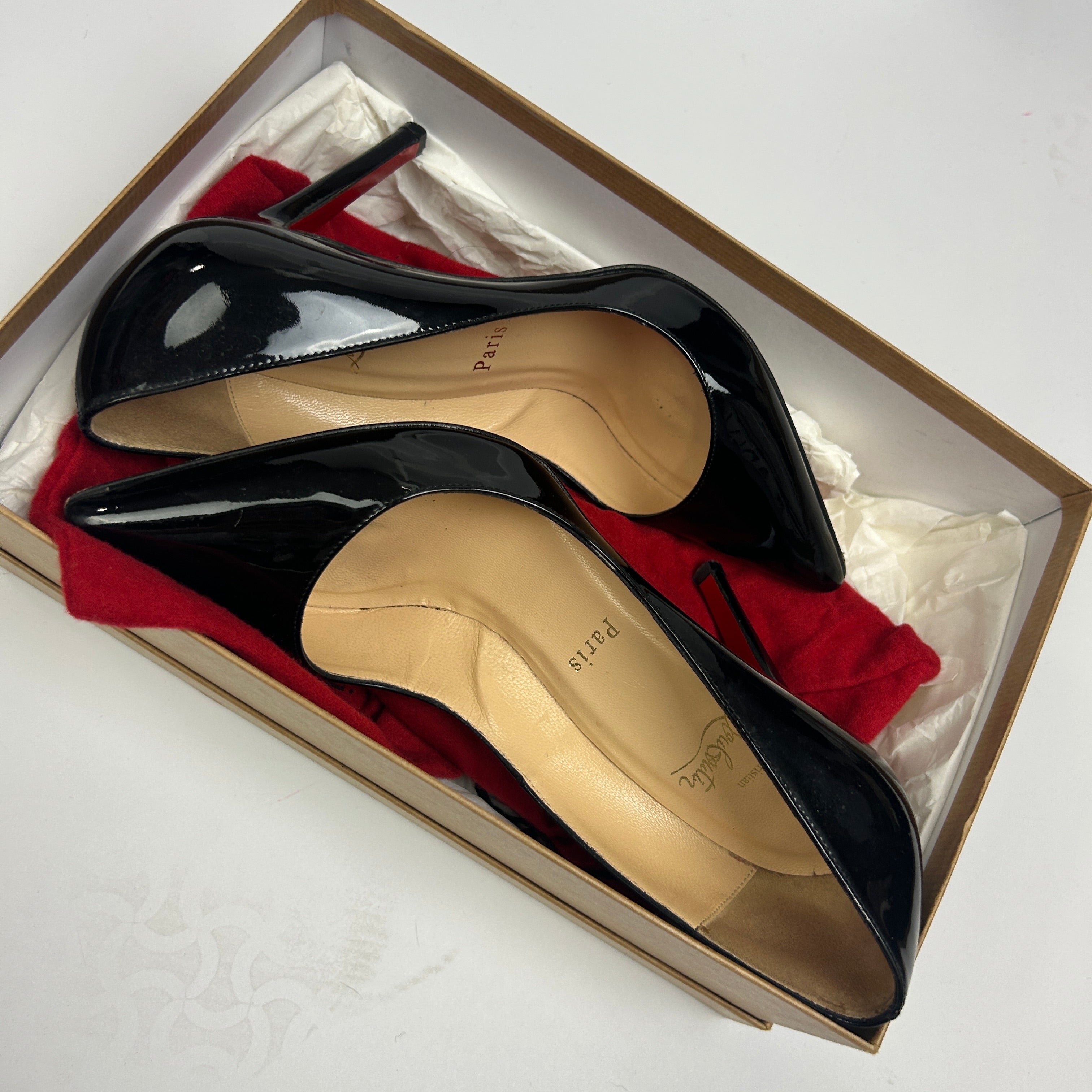 Christian Louboutin £720 Black Patent Pigalle 100 Heels 37