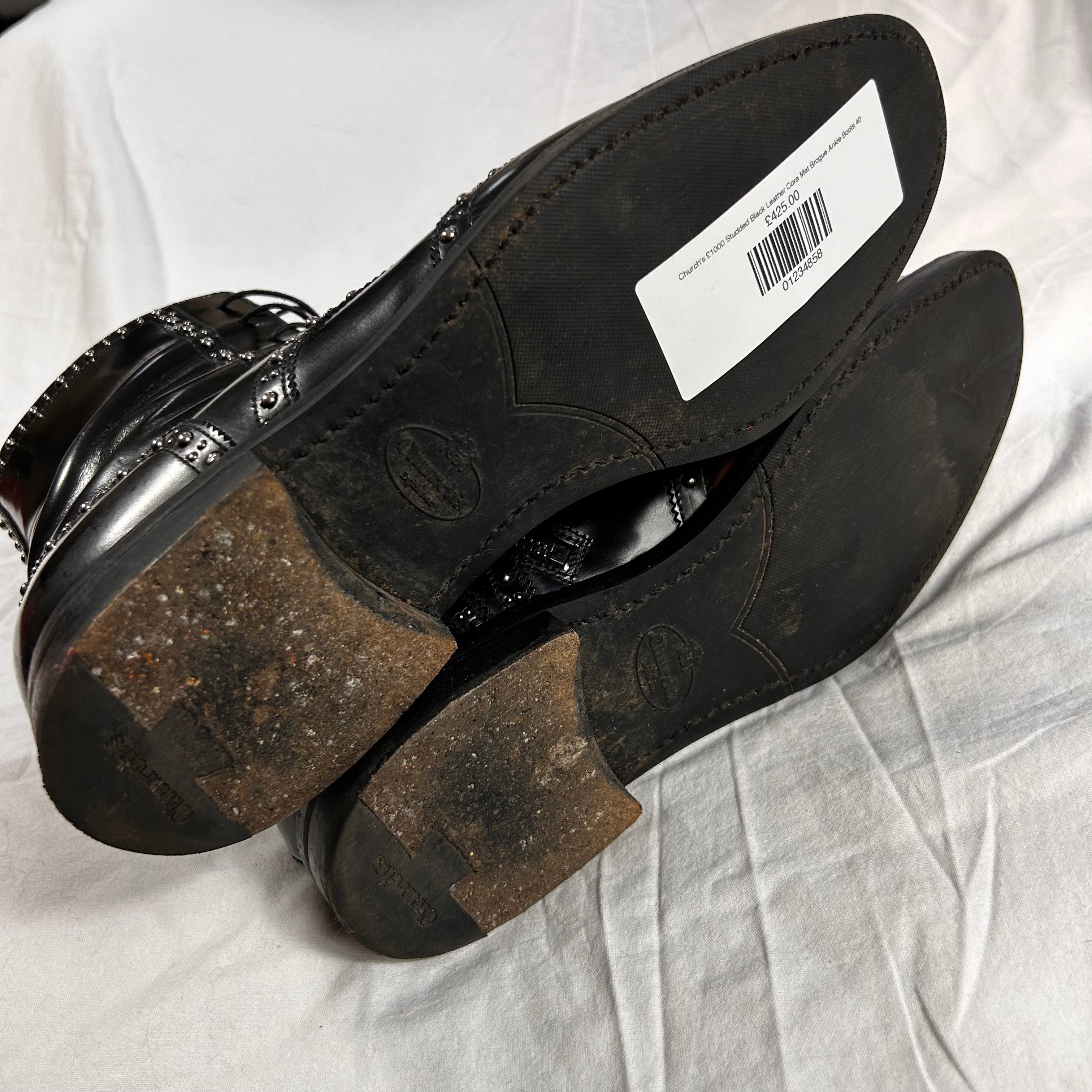 Church's £1000 Studded Black Cora Met Ankle Boots 40