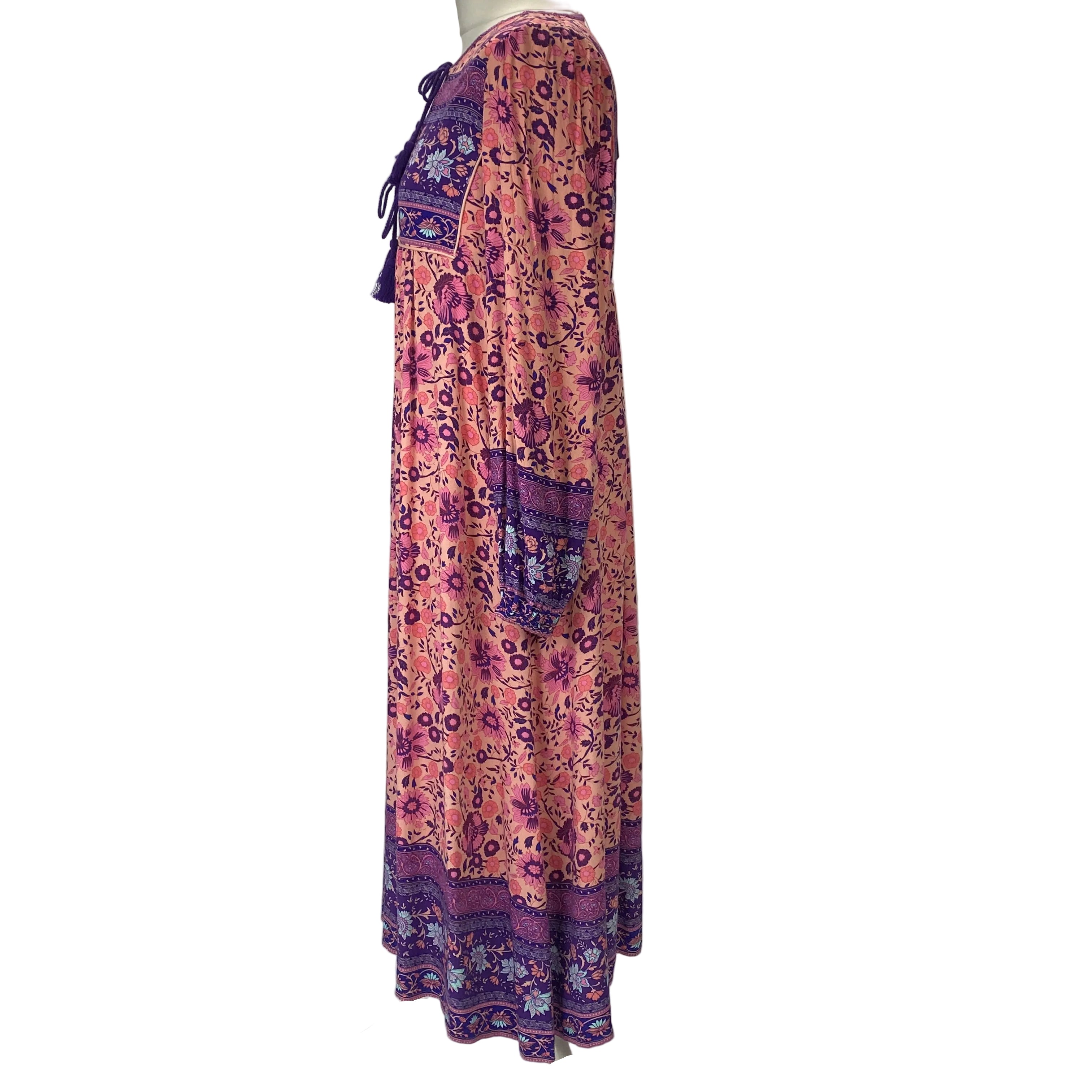 Spell New £265 Pink & Purple Floral Maxi Dress S