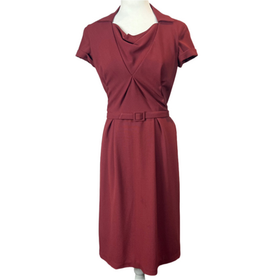 Bottega Veneta Brick Red Wool Origami Pleat Midi Dress XS