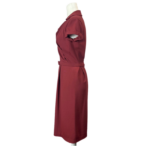 Bottega Veneta Brick Red Wool Origami Pleat Midi Dress XS