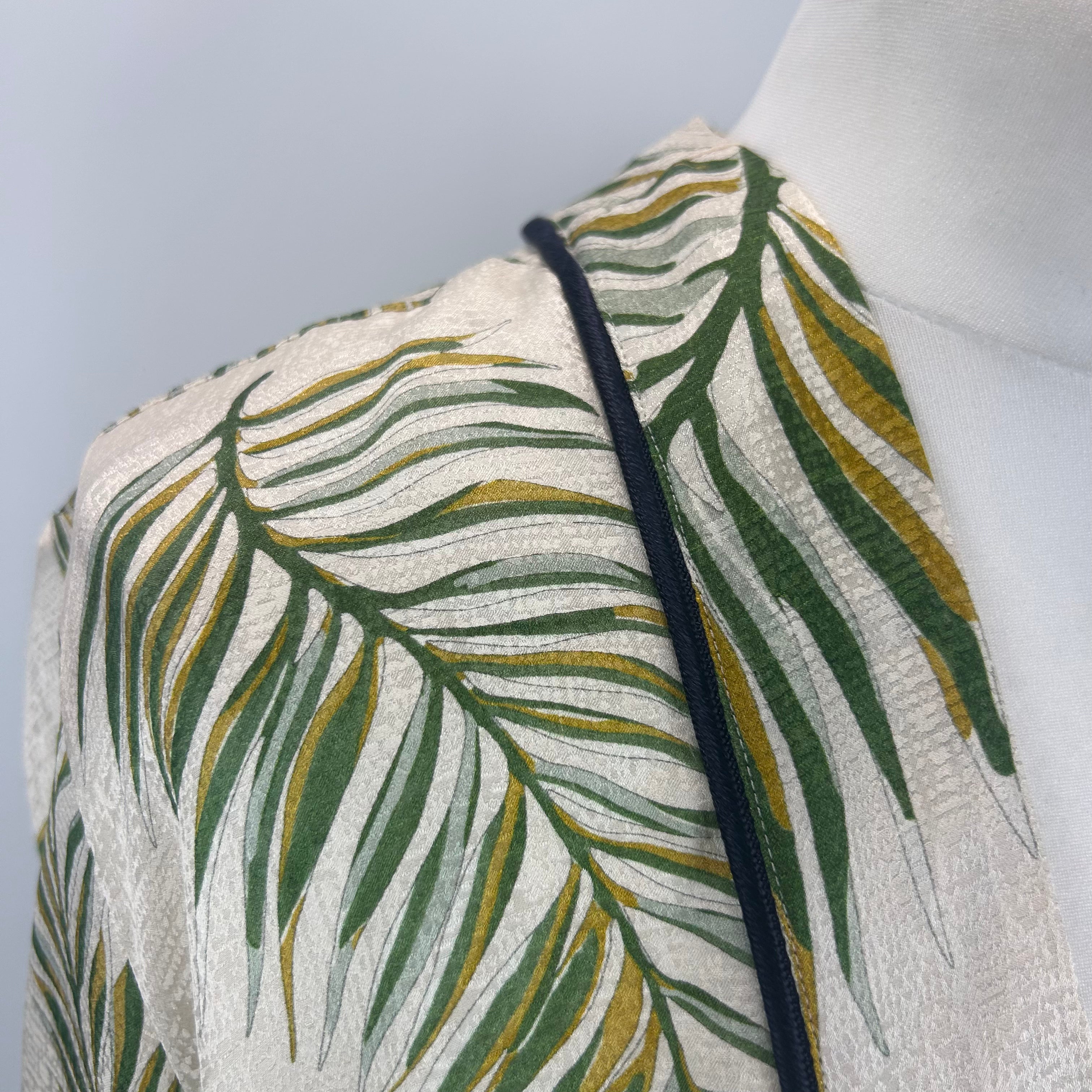 Forte Forte Ivory Leaf Print Silk Belted Kimono Jacket S