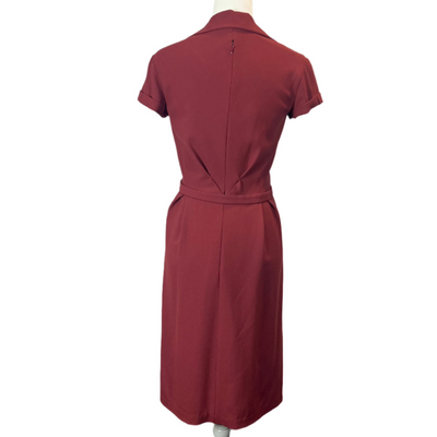 Bottega Veneta Brick Red Wool Origami Pleat Midi Dress XS