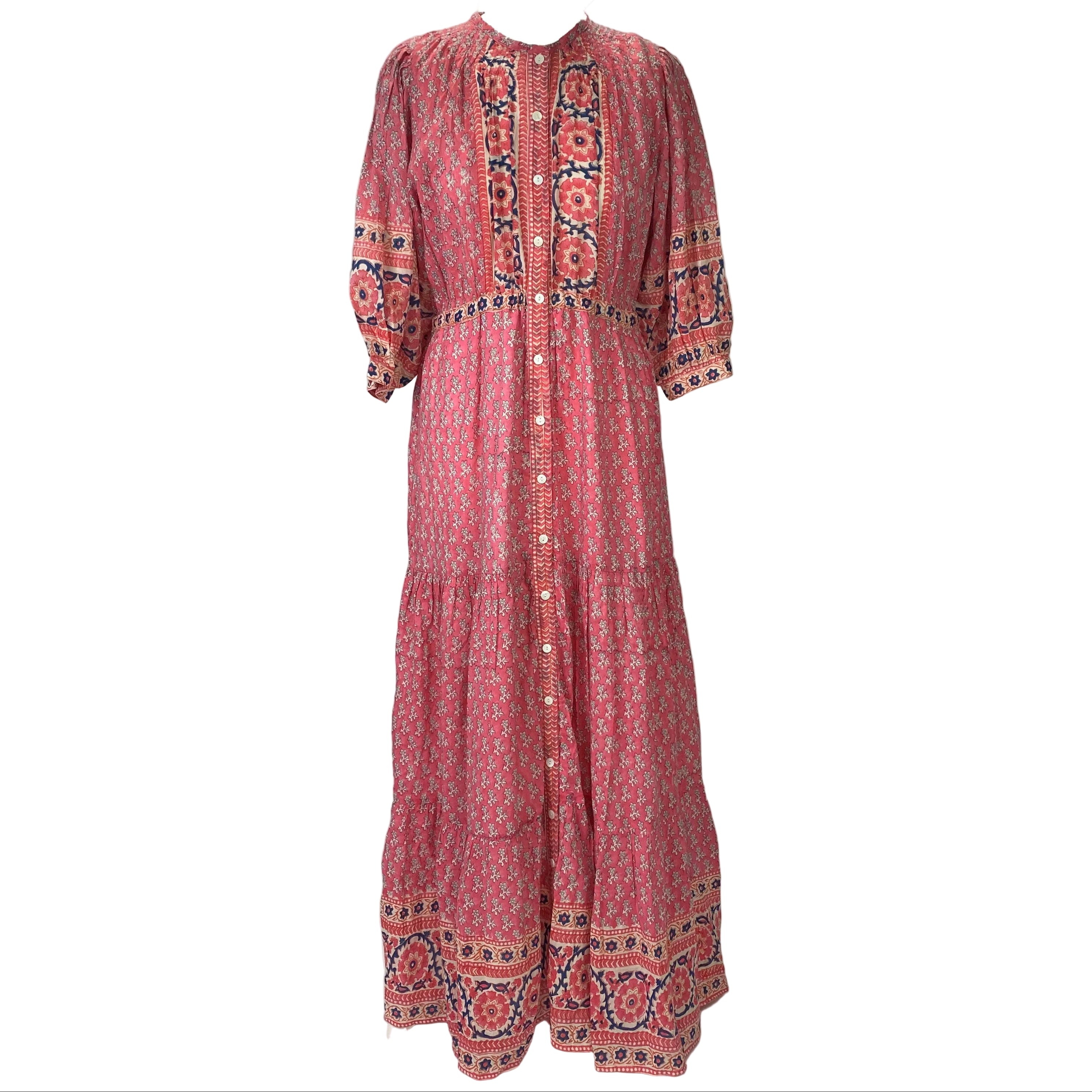 Alicia Bell New £215 Pink Indian Cotton Maxi Dress L