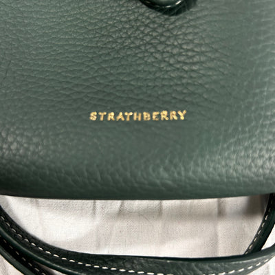 Strathberry Ivy Green Leather Crossbody Phone Pouch