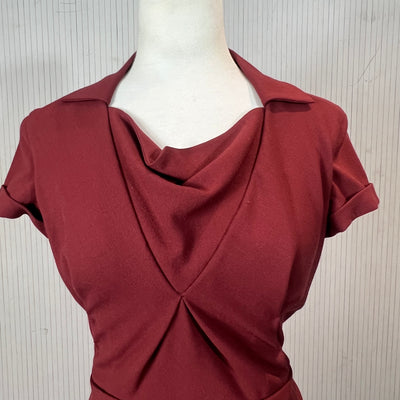 Bottega Veneta Brick Red Wool Origami Pleat Midi Dress XS