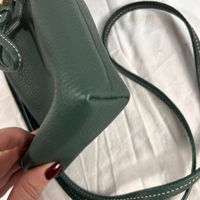 Strathberry Ivy Green Leather Crossbody Phone Pouch