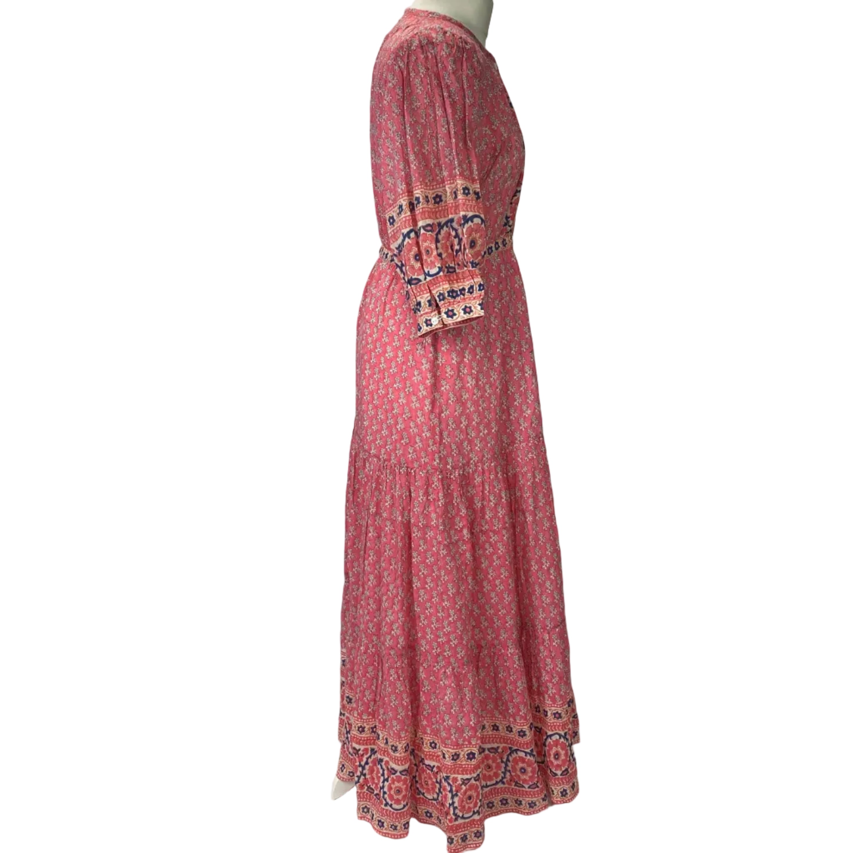 Alicia Bell New £215 Pink Indian Cotton Maxi Dress L