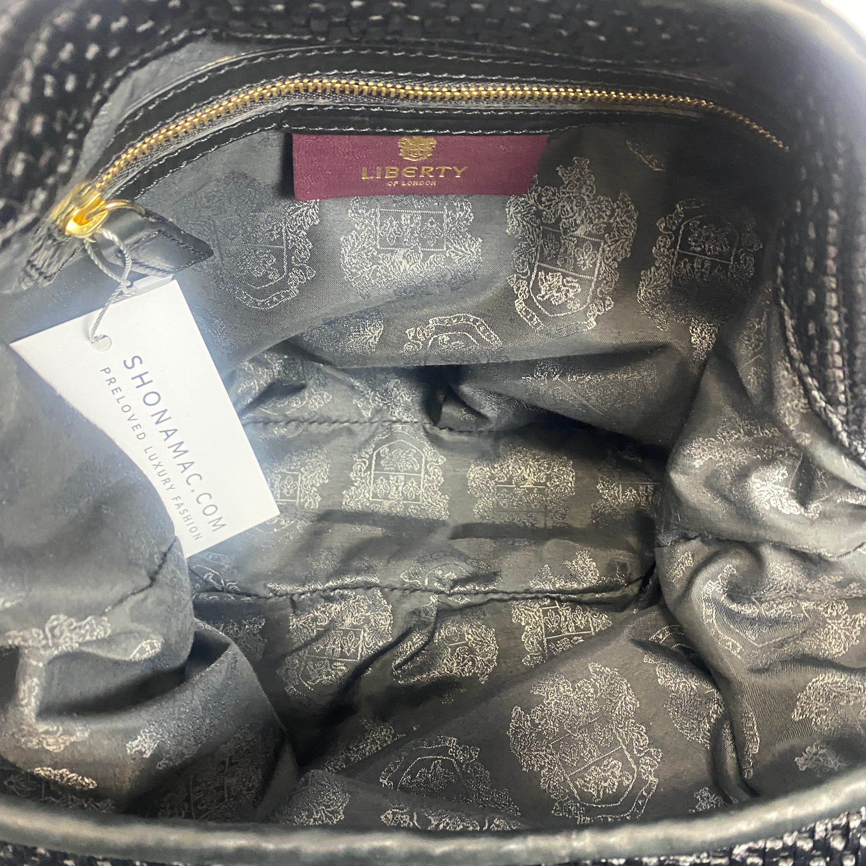 Liberty New Black Woven Raffia & Leather Shoulderbag