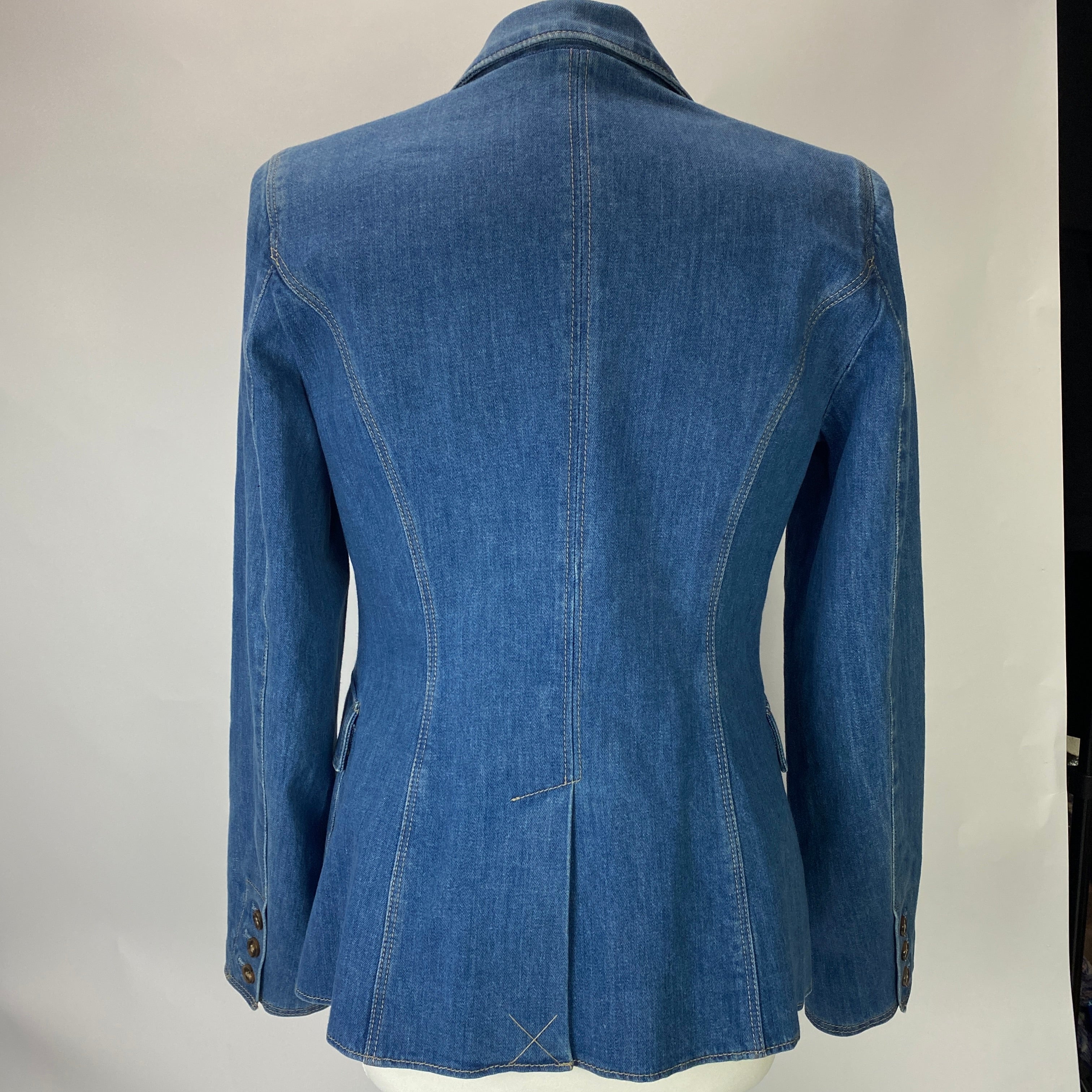 Paige New £500 Washed Denim Seventies Style Blazer S