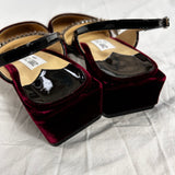 Jimmy Choo £986 Merlot Velvet & Crystal Jill 30 Slingbacks 40.5