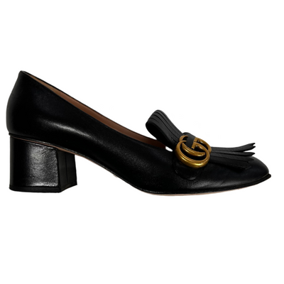 Gucci Black Leather Marmont GG Pumps 40