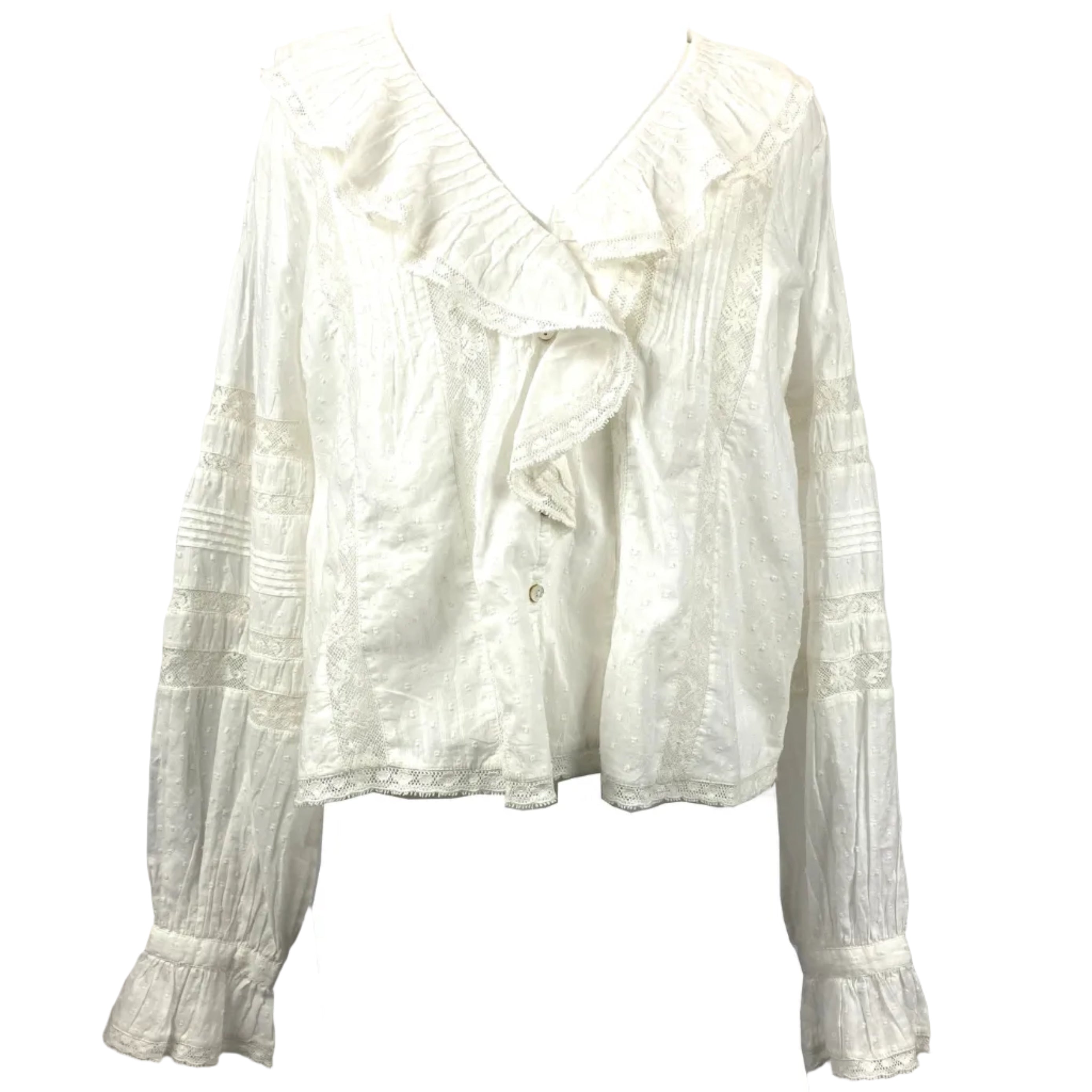 LoveShackFancy New Ivory Heritage Blouse M