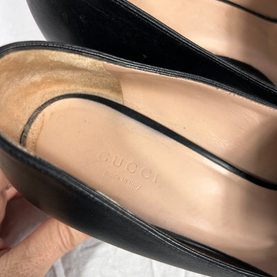 Gucci Black Leather Marmont GG Pumps 40