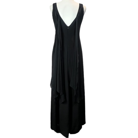 Armani Collezioni Black Silk Mix Evening Gown M